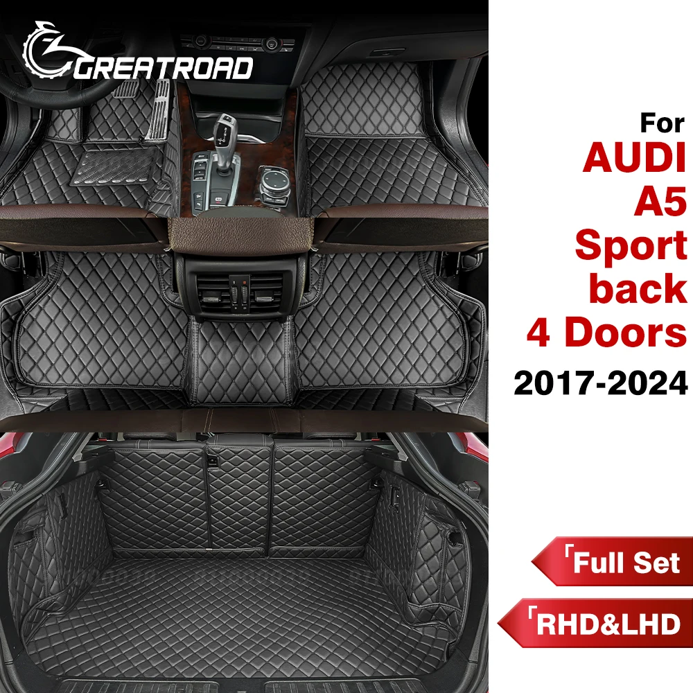 Car floor mats&Trunk Mats for AUDI A5 Sportback 4 Doors 2017-2024 23 22 21 20 19Custom foot Pads auto carpet interior accessorie