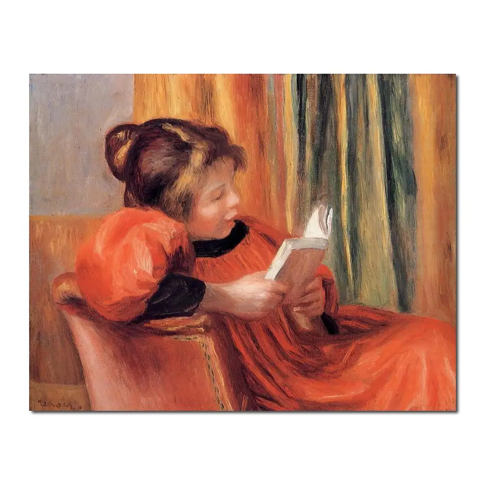 oil painting art gallery Girl Reading by Pierre Auguste Renoir reproduction Canvas Handmade High quality