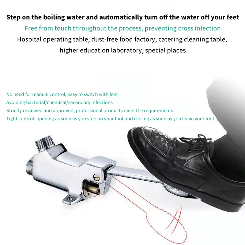 واحد القدم النحاس صنبور حوض ، القدم التبديل ، دواسة القدم ، مختبر طبي ، المطبخ والحمام بالوعة ، الطابق جبل ، 1 قطعة