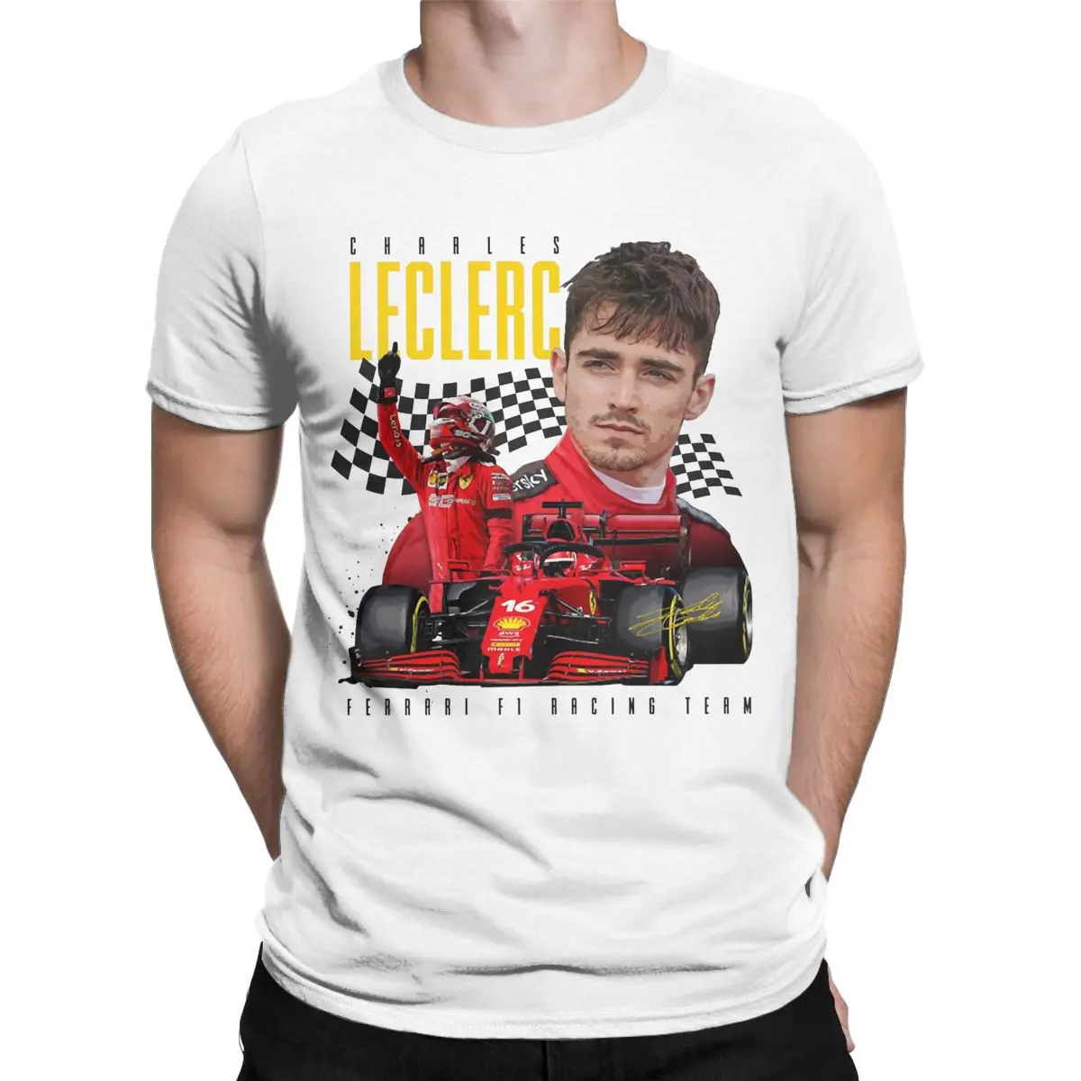 Charles Leclerc Men's T Shirts Hipster Tees Short Sleeve O Neck T-Shirt Pure Cotton New Arrival Clothing