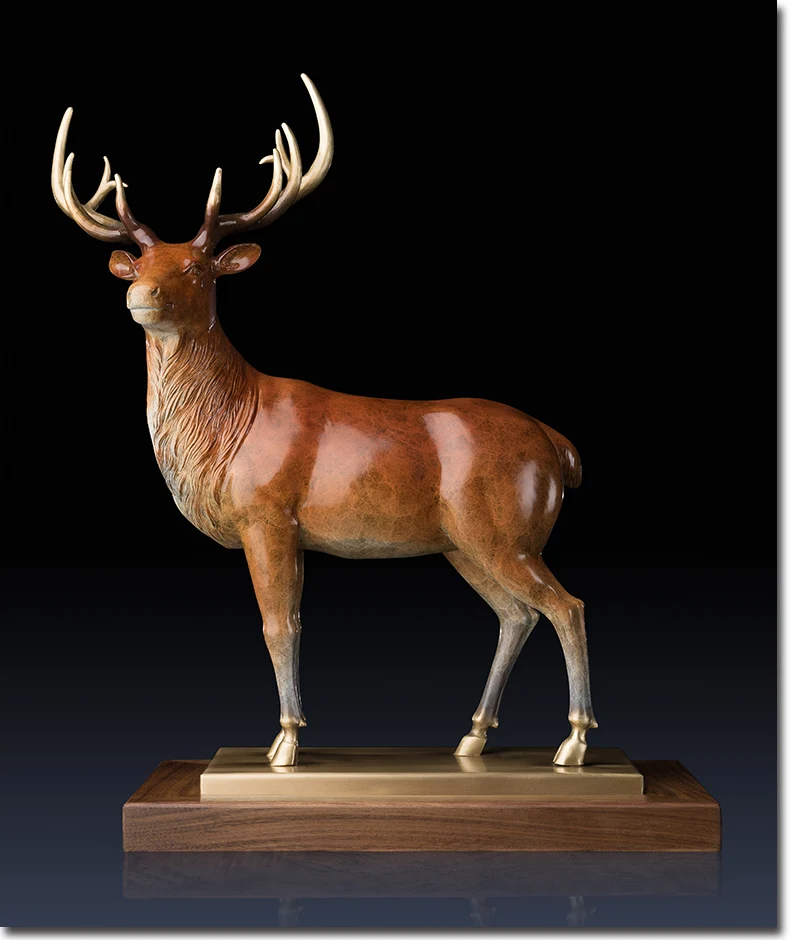 HOT SALE TOP Master level art collection home office ROOM Decor  LARGE RETRO Stag bronze statue