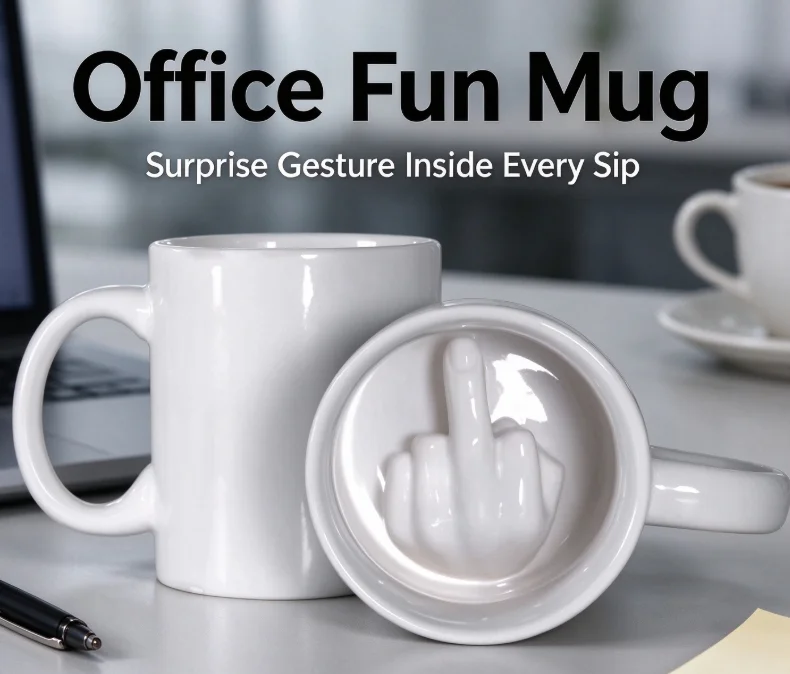 Creative White Finger Shaped Ceramic Water Mug, Unique Novelty Coffee Milk Cup, Funny Spoofing Gift for Home Party Kitchen