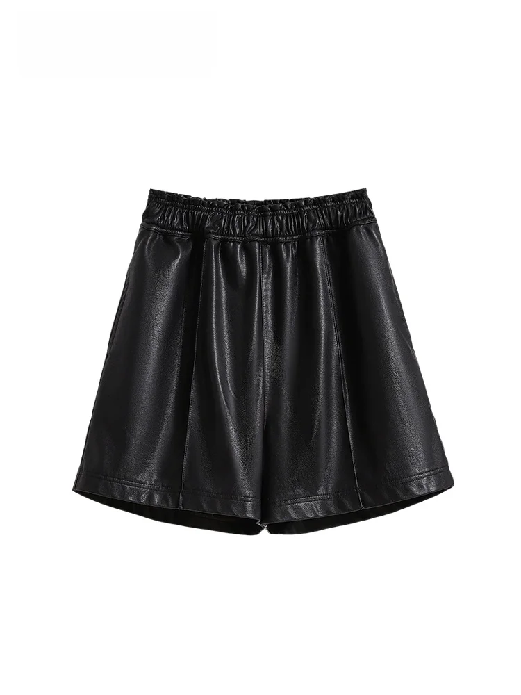 

Женские кожаные брюки-кюлоты с высокой талией, больших размеров, весенние, новые, модные, утягивающие, повседневные, из синтетической кожи, фасон «bootcut»