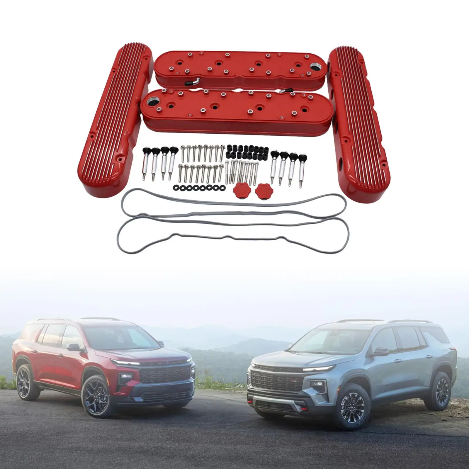 Red Valve Cover Set Wear Resistant Easily Install Spare Parts Stable Performance Directly Replace for Chevy LS1 LS2 LS3 LSX