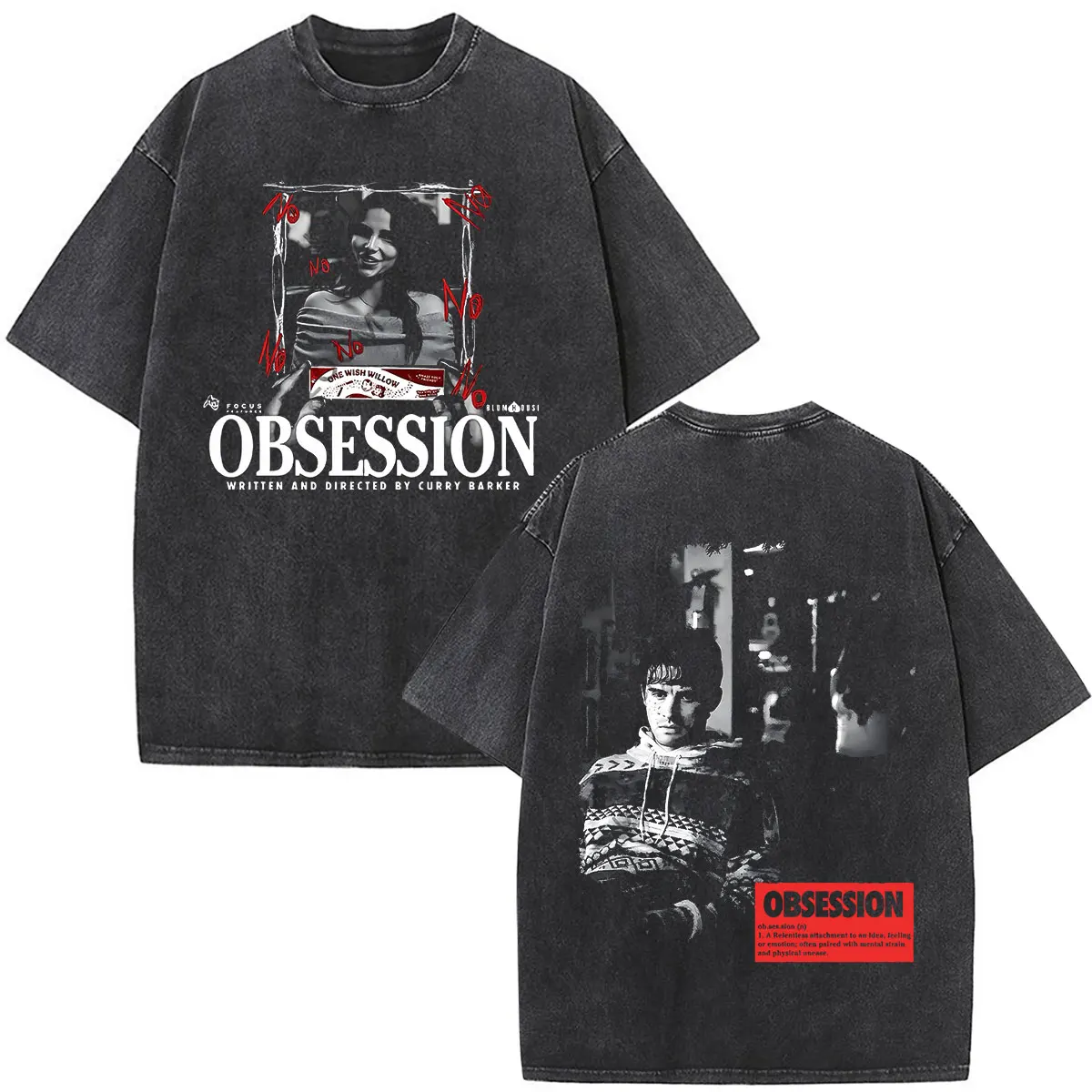 Vintage Washed Horror Movie Obsession One Wish Willow T-Shirt für Herren und Damen, modisches Gothic-T-Shirt aus Baumwolle, übergroß, kurzärmelig – Detail 2