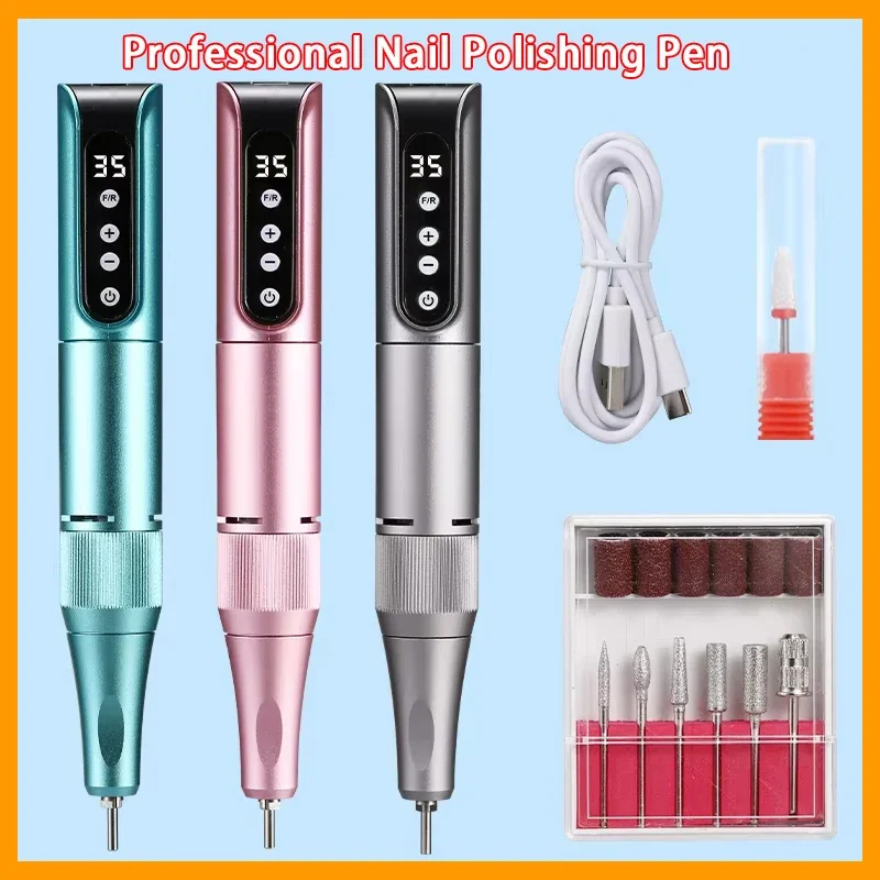 

35000RPM Wireless Nail Drill Pen USB Nail File Polishing Pen Rechargeable Nail Drill Machine Portable Manicure Drill Salon Tool
