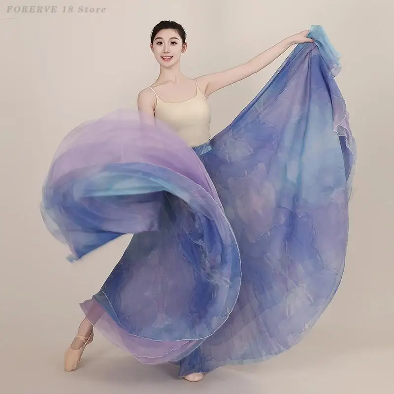 Jupe de danse classique moderne imprimée, Costume de spectacle sur scène, jupes de Flamenco Double face, vêtements d'entraînement élégants pour femmes