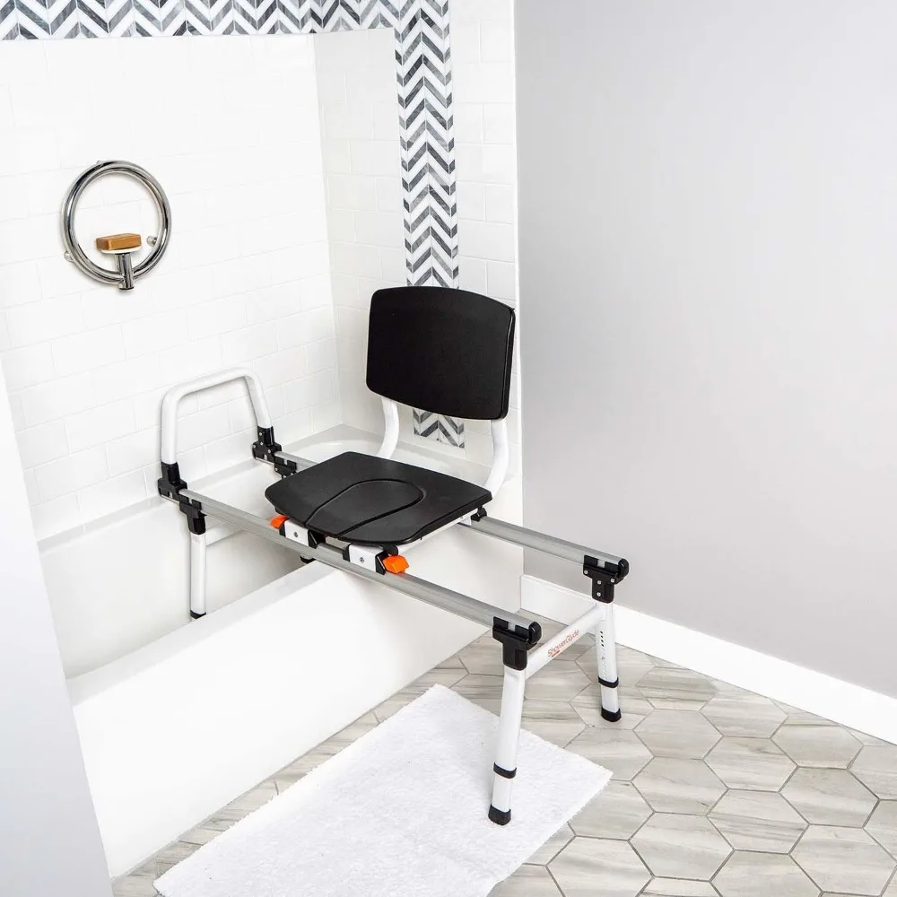 ShowerGlyde SG1 - Kompatybilny z FSA i HSA - Przesuwna krzesło prysznicowe - Ławka do przenoszenia się z wanny z poręczą i oparciem |   Wysoka jakość mobilności