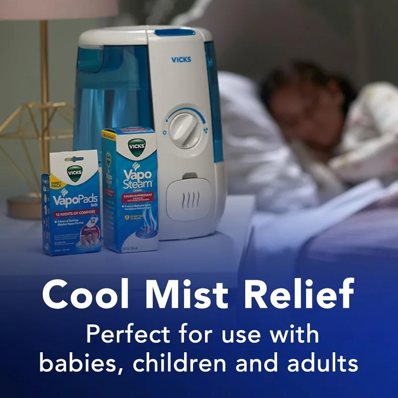 Cool Mist Humidifier Small to Medium Room Mist For Babies, Kids and Adults 1.2 Gallon