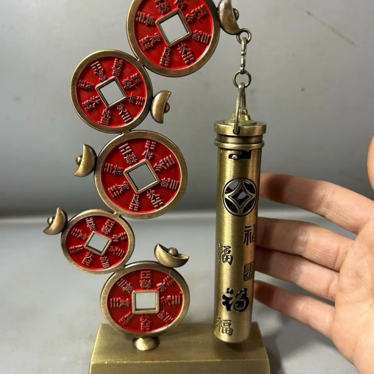 Alloy Mountain Ghost Yuanbao Fa Cai Fu Tube Ornament Living Room Entrance Office New Chinese Decoration High-end