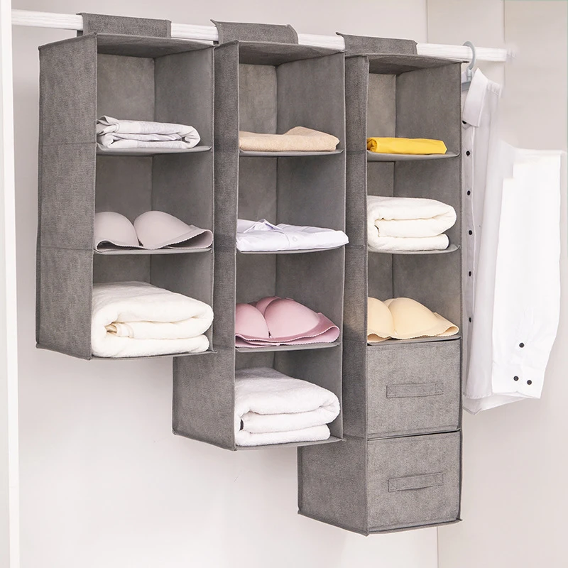 

3/4/5 Layer Portable Wardrobe Hanging Storage Bag Interlayer Drawer Type Clothes Hangers Holder Hanging Closet Organizer