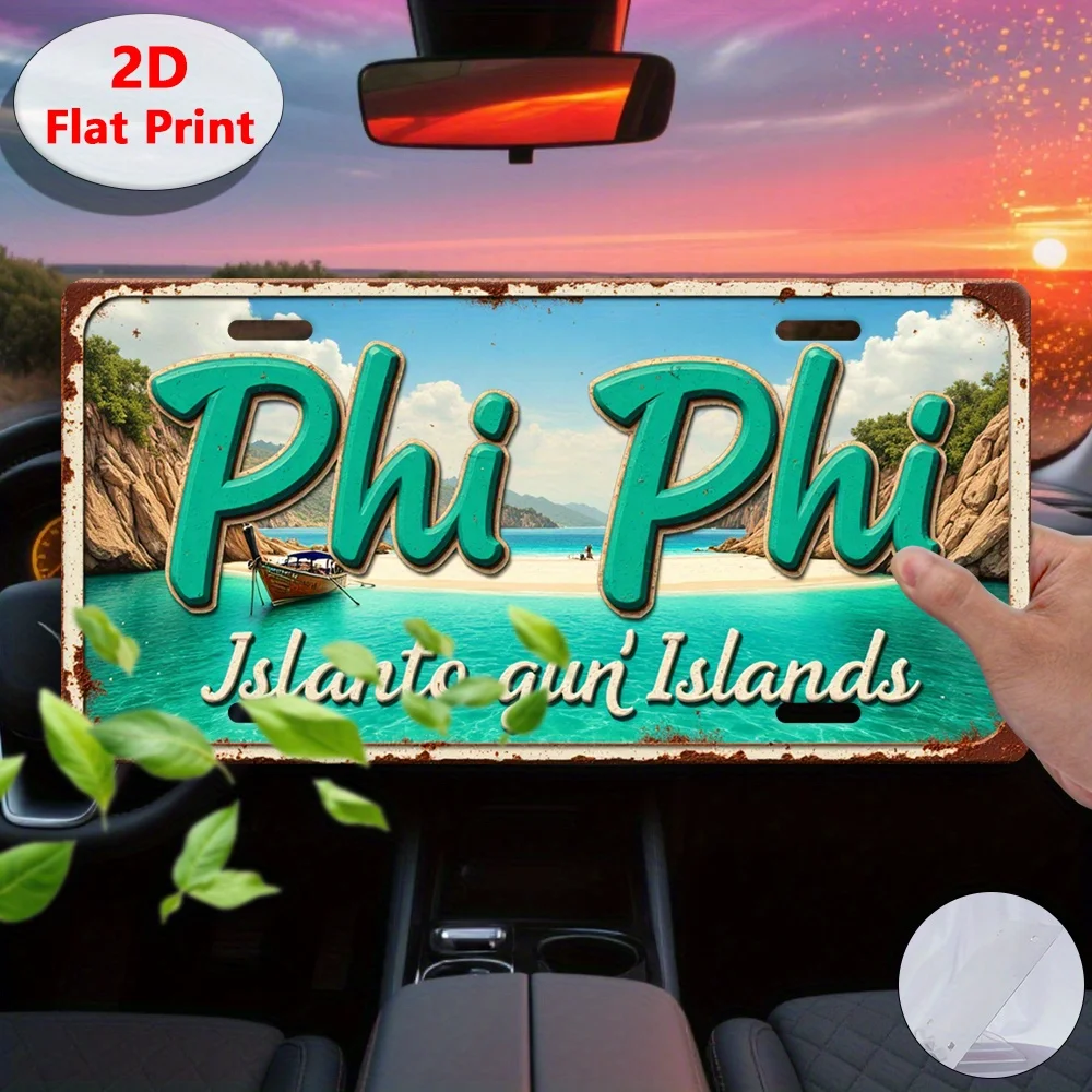 2D Flat Printing,1pc,Vintage Metal  Sign,Decorative Plaque & Statues (30x15cm), Islands,