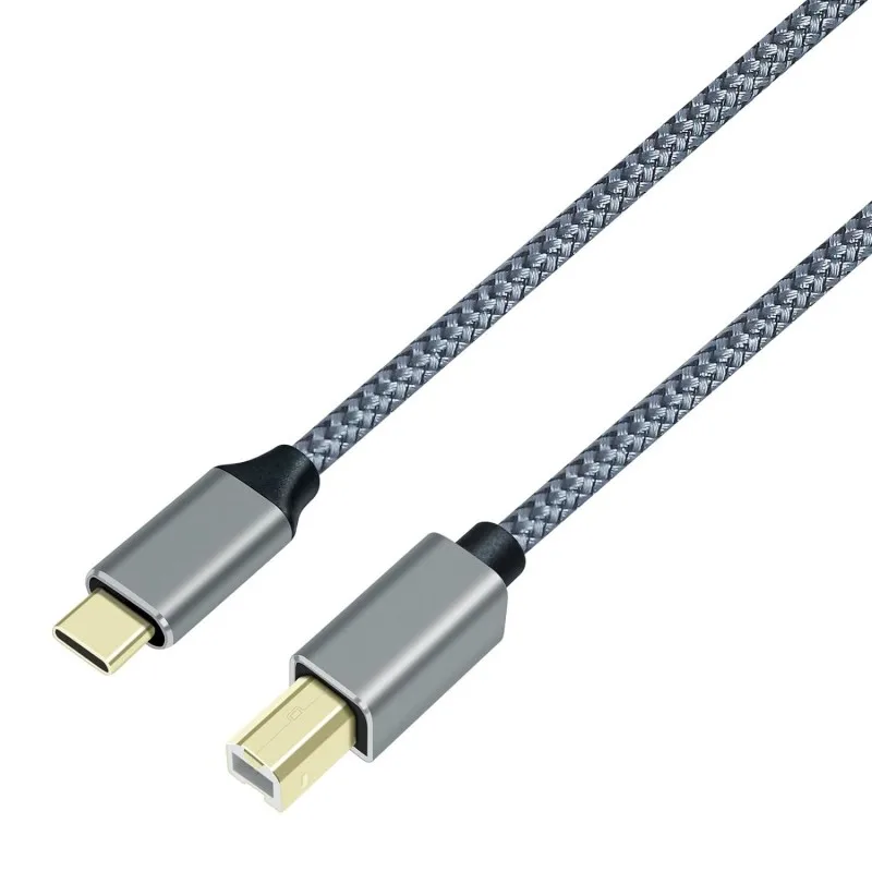 2 قطعة كابل بيانات مضفر من النايلون 3 متر USB C إلى USB B 2.0 للطابعة الماسح الضوئي مع موصل مطلي بالذهب