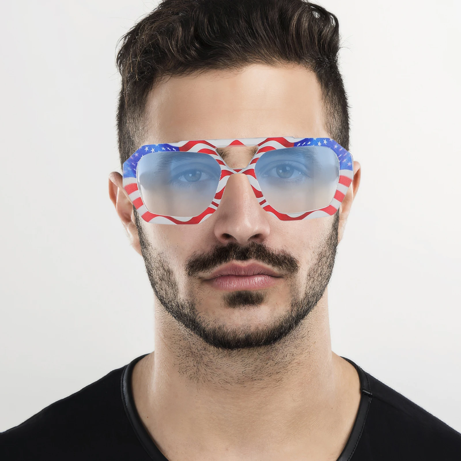 

Sunglasses Square Pattern American Flag Small Summer Fashion Trendy Polarized USA Patriotic Style Sturdy Material