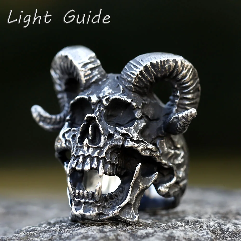 2022 NEW Men's 316L stainless steel rings Gothic Punk Satanic Devil Skull Ring Vintage Steam punk Jewelry Gifts Dropshipping