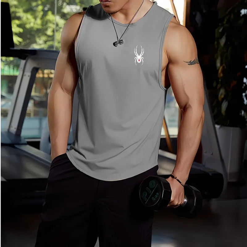 2024 Must Fit Tank Top for Men Fitness Sleeveless Shirt for Men New Tight Tank Top for Summer Leisure Fashion Printed Tank Top