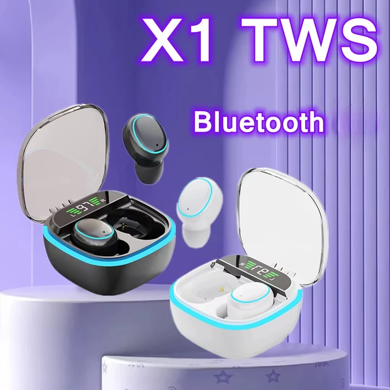 X1 TWS Wireless Headphones LED Power Earphones Digital Display Headset Stereo Sound Bluetooth-compatible for Xiaomi Earbuds