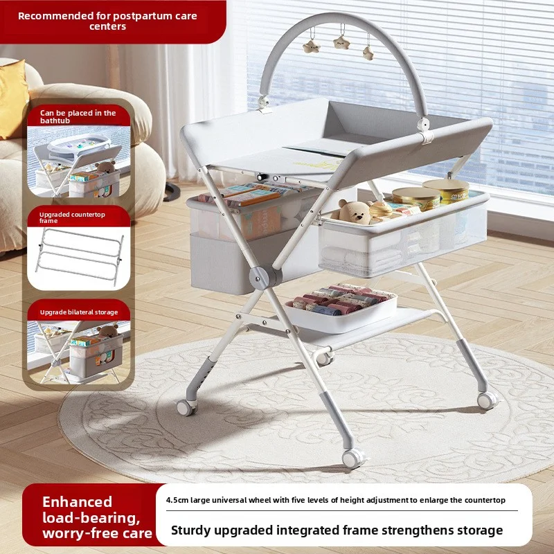 

Portable Baby Changing Table, Foldable Diaper Station with Bathtub & Touch Bed for Newborns
