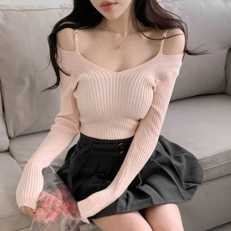 

Dongda Gate Women's Faionable Long Sve Knitted T-irt V-Ne Front And Ba oulder Exposure Slimming Body ape Highl...