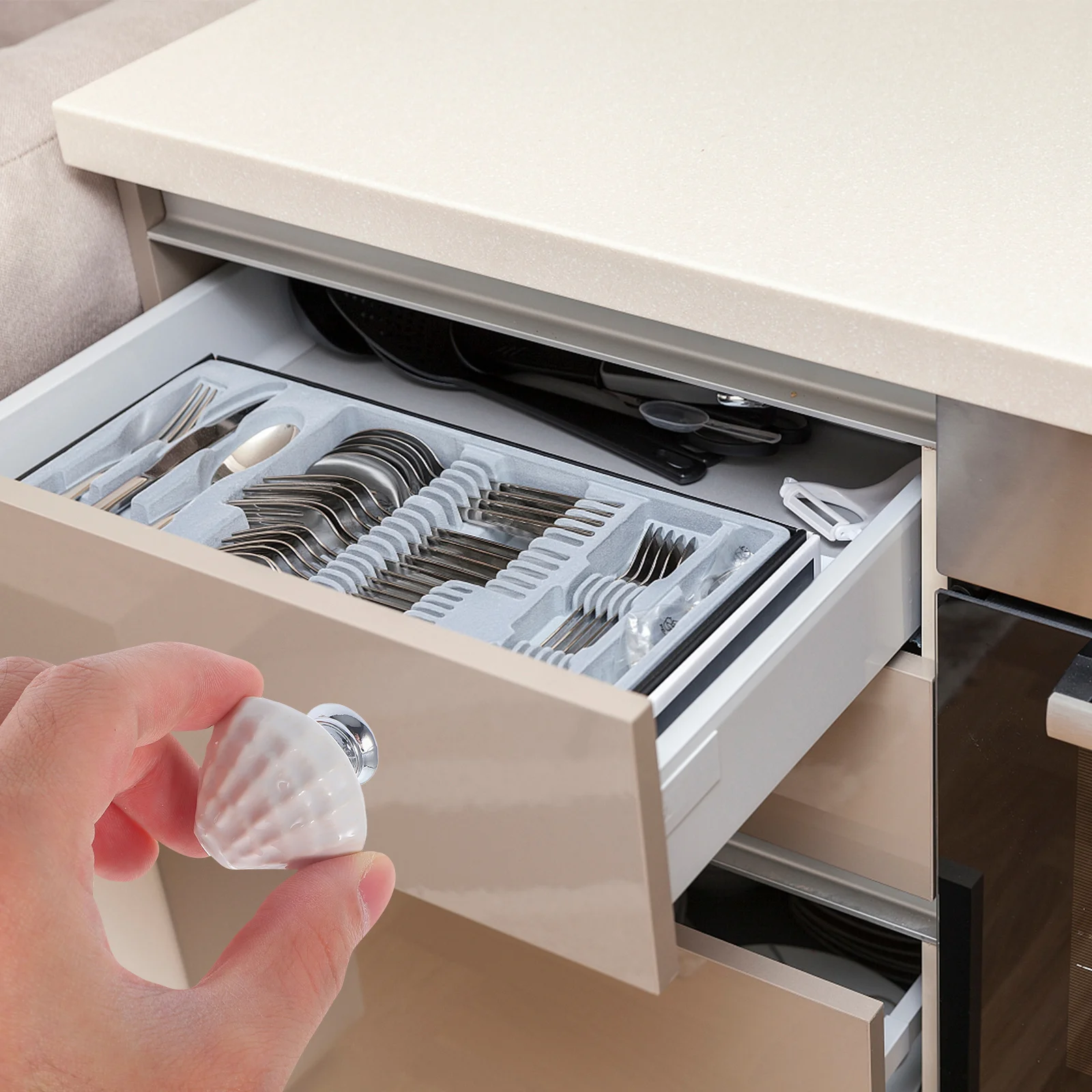 

4Pcs Ceramic Shell Design Knobs Heavy Duty Drawer Pulls for Cabinet Door Furniture Handle Storage Bin Chest White