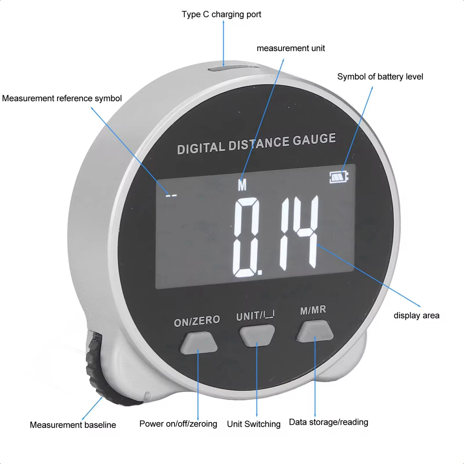 Digital Display Roller Ruler 199.999m Semiconductor Microprocessor Electronic Rolling Ruler  Measurement