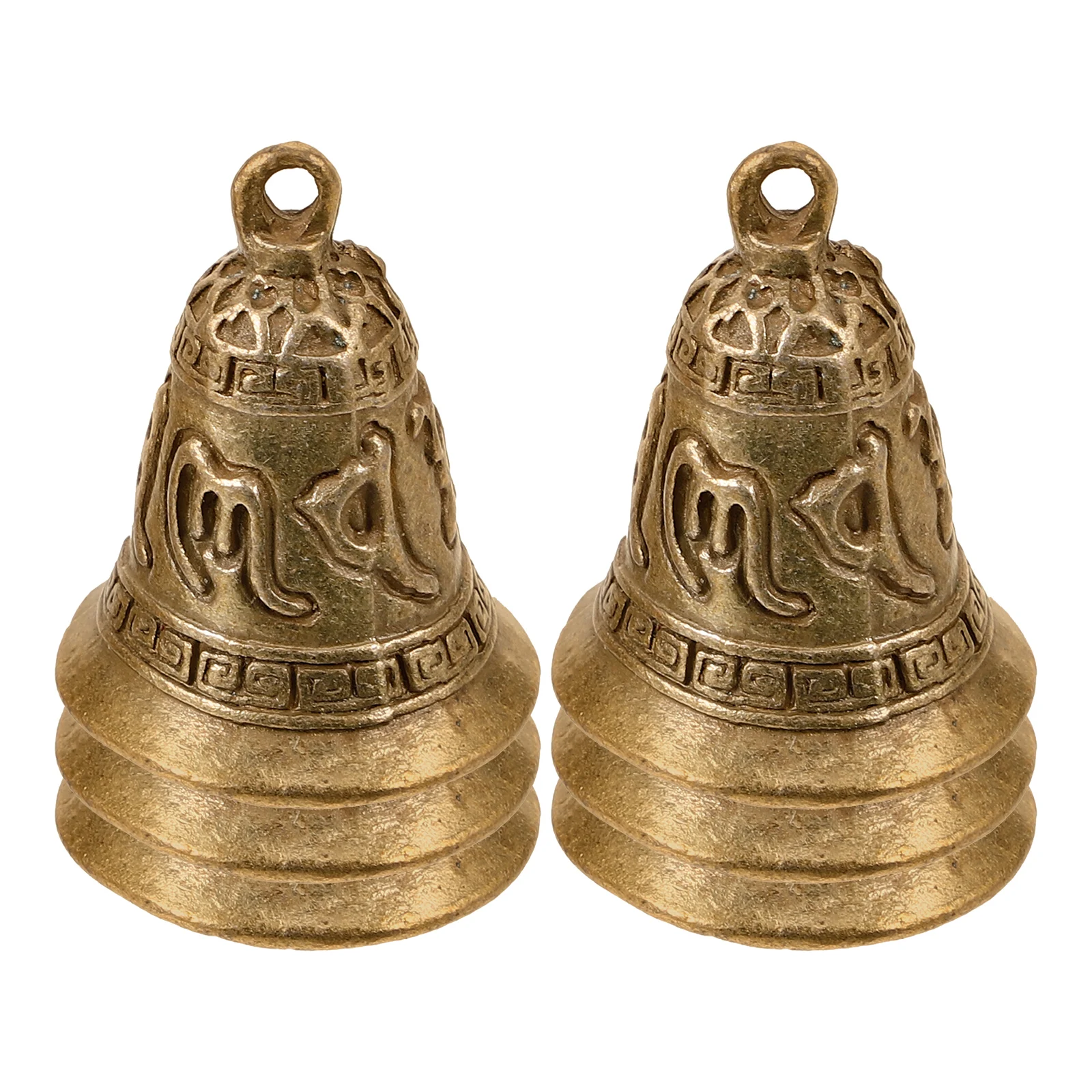 

6 Pcs Retro Bells Decorative Hanging Crafts Bronze Metal Dragon Pattern Jingling Bell Charm DIY Accessories Home Decor