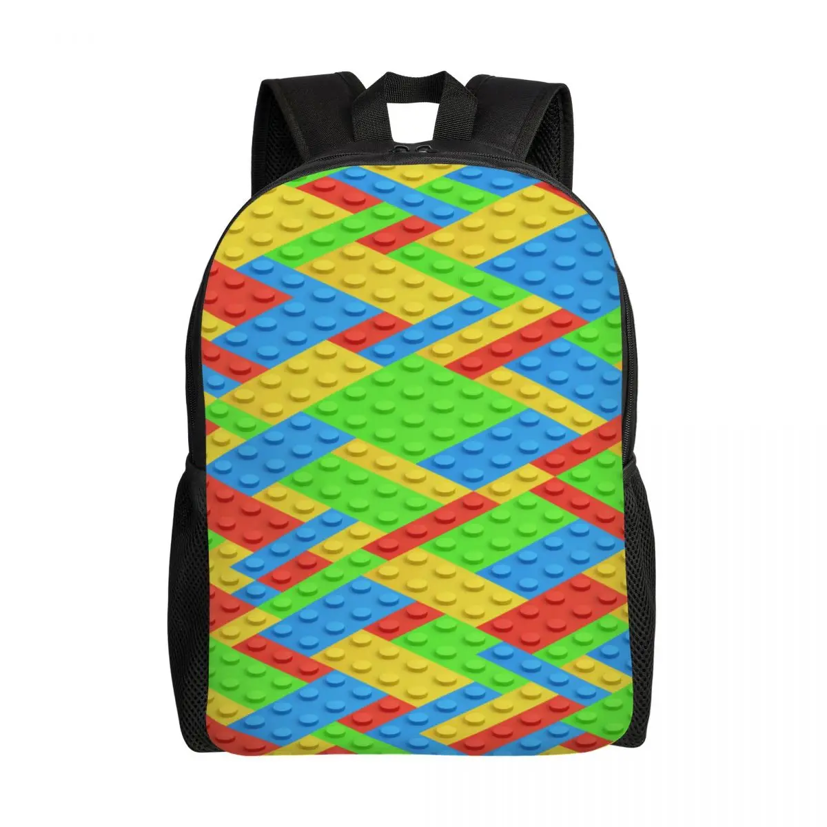 

Custom Colorful Building Plastic Brick Toy Blocks Patterns Backpacks Women Men Casual Bookbag for School College Bags