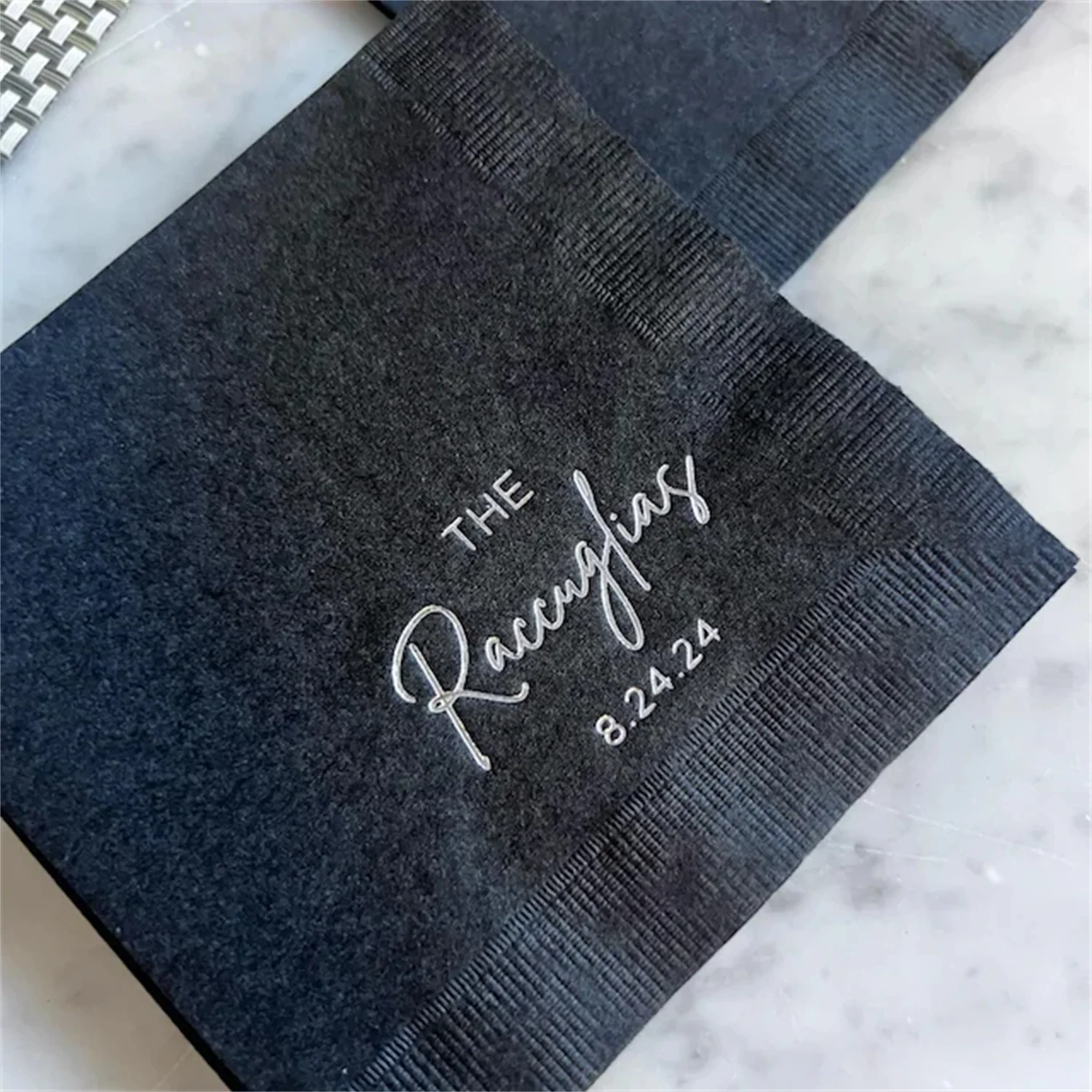 50 PCS Personalized Napkins Personalized Napkins Wedding Anniversary Engagement Printed Custom Monogram Cocktail Beverage Lunche