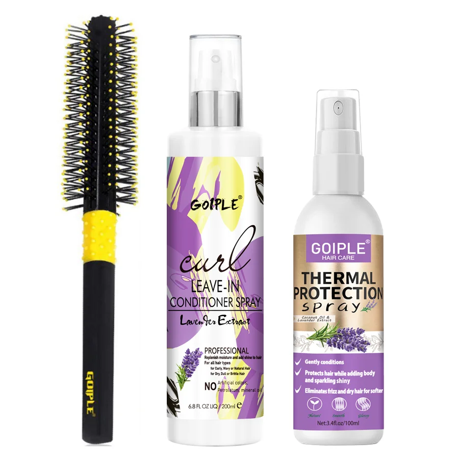 

Набор для ухода за волосами GOIPLE Lavender Curl, 200 мл несмываемый кондиционер, 100 мл, термозащитный спрей, термозащитная сыворотка для женщин
