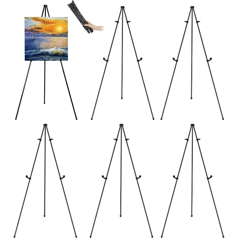 

63" Tall Display Easel Stand for Wedding Sign Poster, Foldable and Adjustable Floor Metal Easels for Display Painting Arts,with