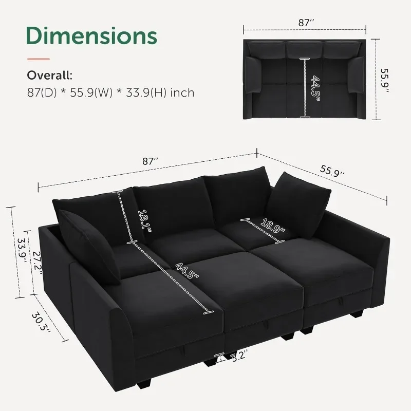 Modular Sectional Sleeper Sofa Velvet Sectional Sleeper Couch with Storage Sleeper Sectional Sofa Couch for Living Room