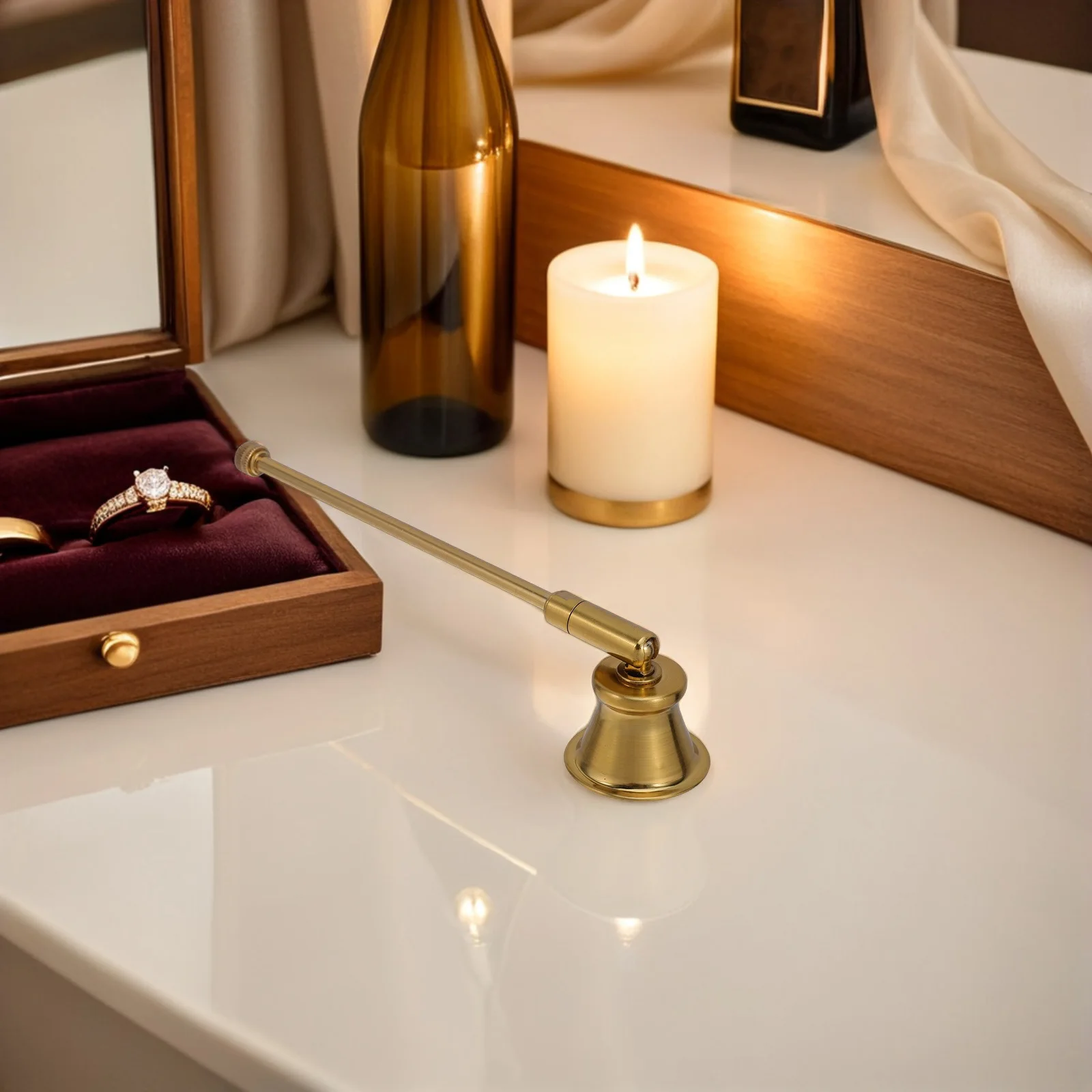 

Vintage Snuffer Retro Design Long Handle Wick Snuffer Accessory Metal Extinguisher Safe Use Aromatherapy