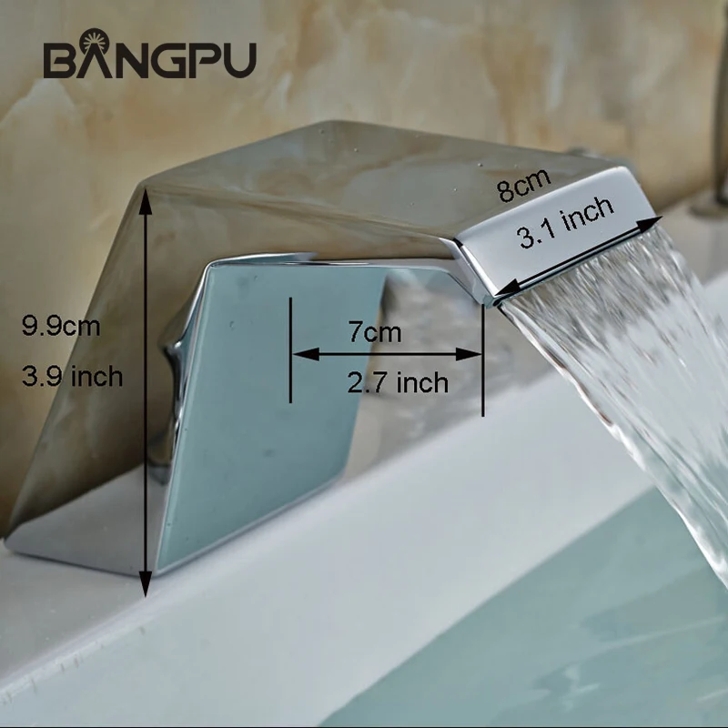 Ensemble de robinets de baignoire cascade modernes avec pulvérisateur, montage sur pont, ensemble de robinets de baignoire à 5 trous, robinet de baignoire romaine avec douchette à main chromé