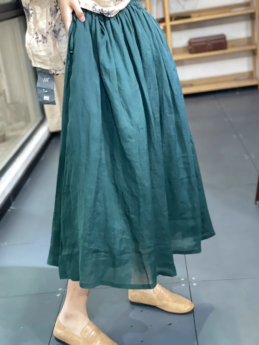 Sommer Neue 2025, Leinen Druck Künstlerische Tear Fre V-ne irt Set Süße Sle Lange Sve Lose Fit Polyester Faser