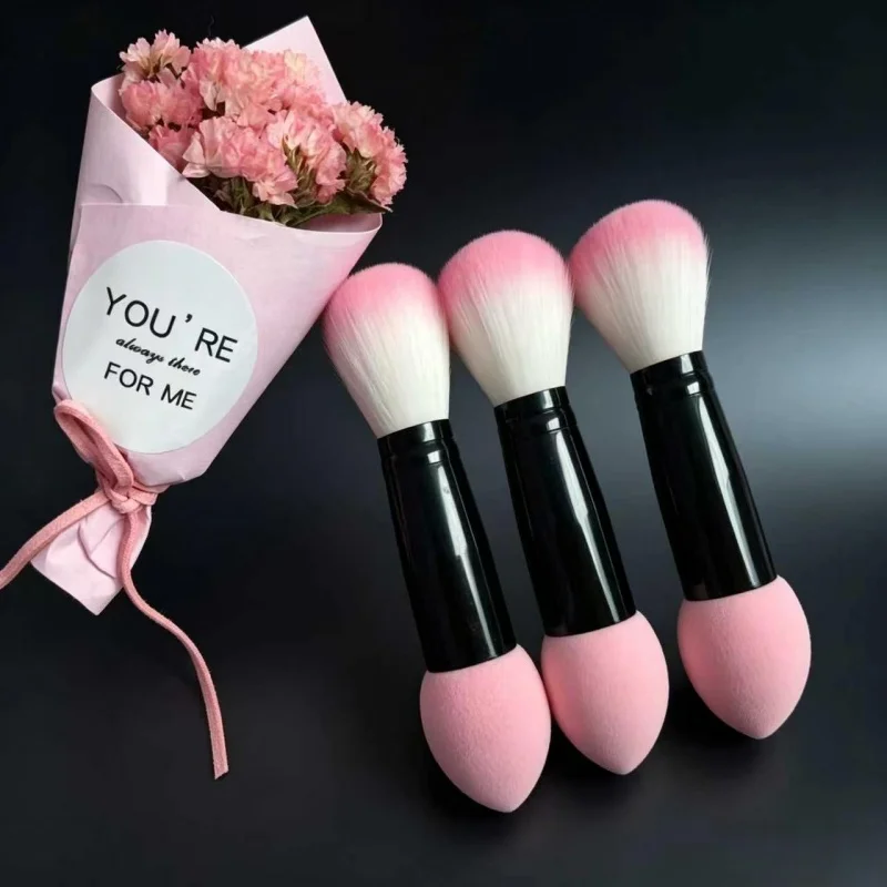Doppelseitige Make-up-Pinsel, 3/4-teiliges Set, Rouge-, Puder- und Foundation-Pinsel, Schwammpuff, Kosmetikwerkzeuge für Gesichtskonturierung