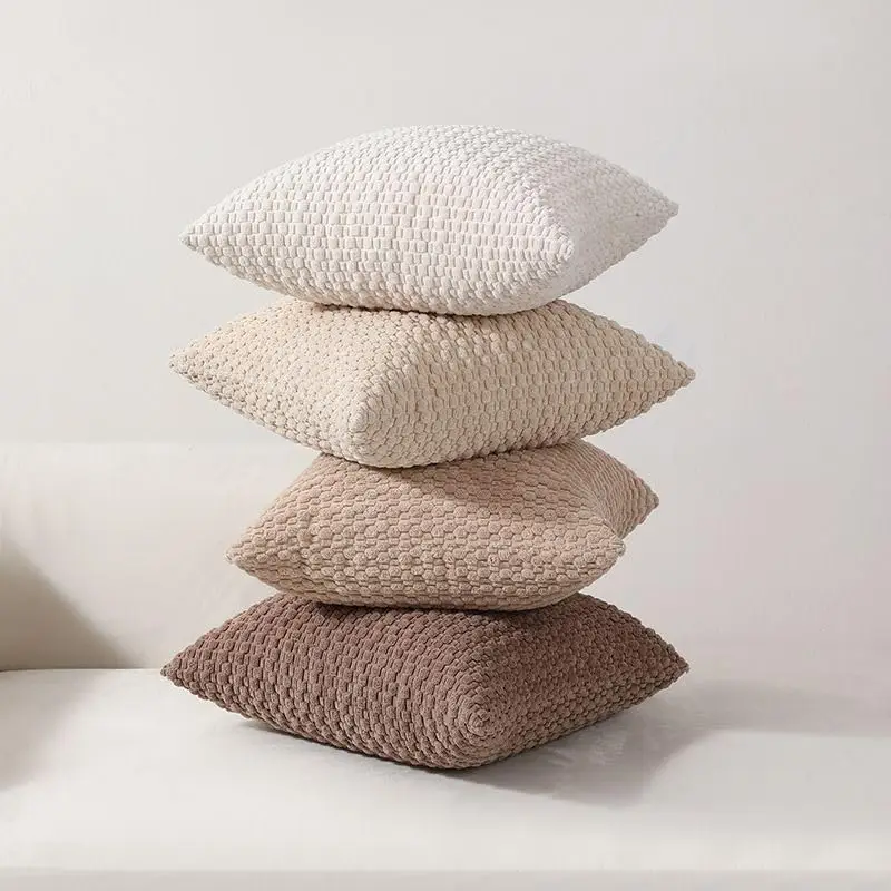 Textile Throw Pillow Covers Super Soft Boho Corduroy Decor Pillow Cases Mix and Match Colors Plush Texture Pillows for Sofa