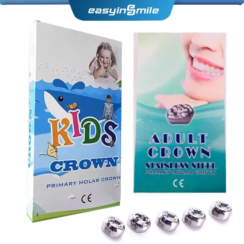 Dental Crown Kit Stainless Steel Primary 1st 2nd Molar Teeth Preformed Temporary Crown for Kids/ Adult