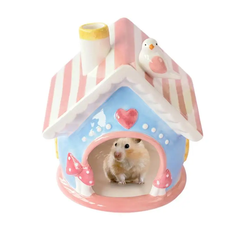 Hamster Hideouts Cute Ceramic Hiding Nests Creative Chinchilla Hut Pet Cage Accessories Gerbil Houses And Hideouts Small Animal