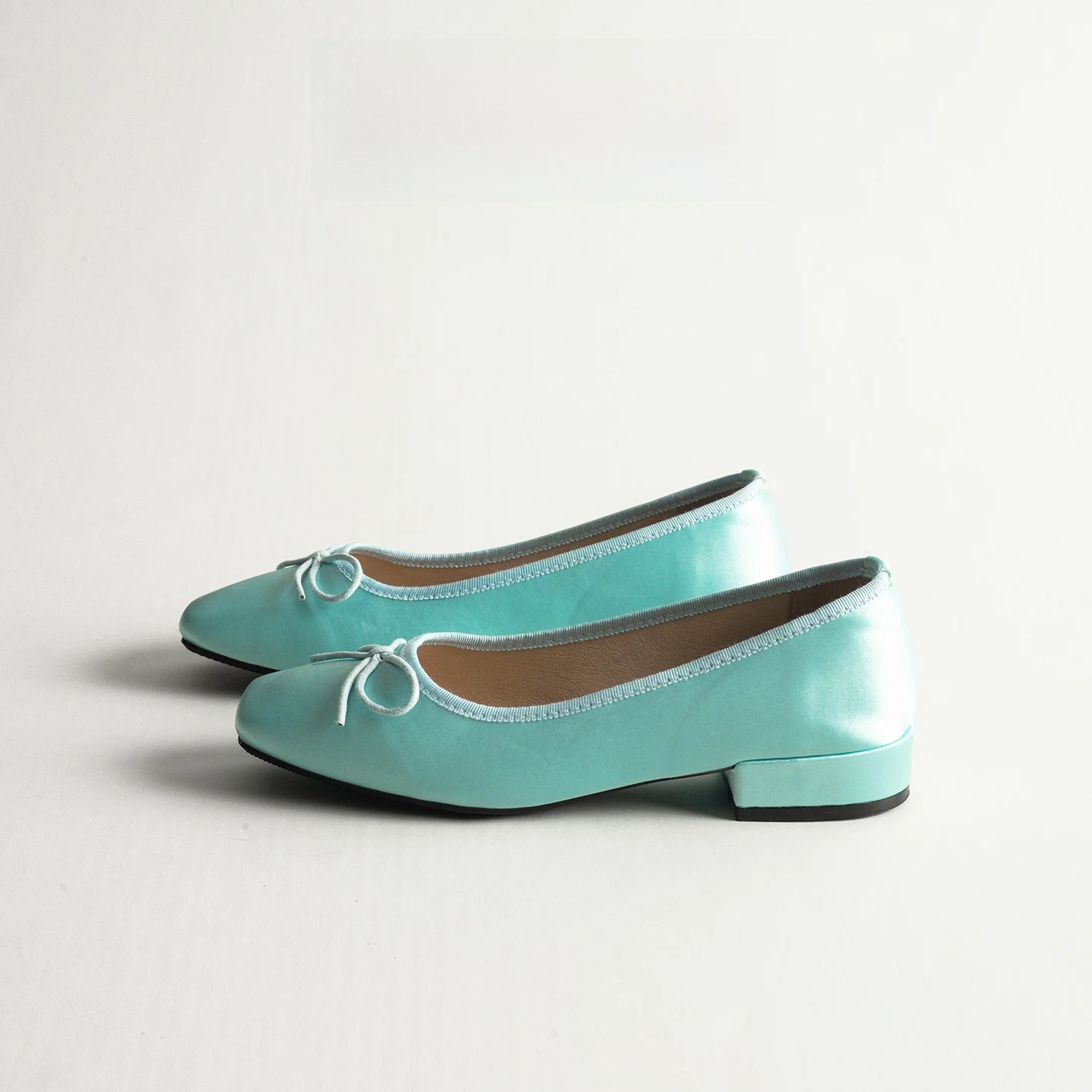 Green Ballet Flats Women's Shoes with Bow Knot Square Head Thick Heel Easy Wear Commuter Friendly Soft Style Outdoor Single S...