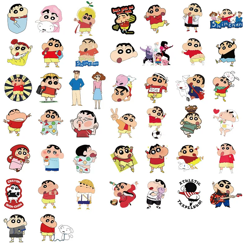 50 قطعة تلوين شين تشان أنيمي الكرتون ملصق DIY بها بنفسك الهاتف المحمول الأمتعة سكيت الكتابة على الجدران الشارات متعة لعبة طفل