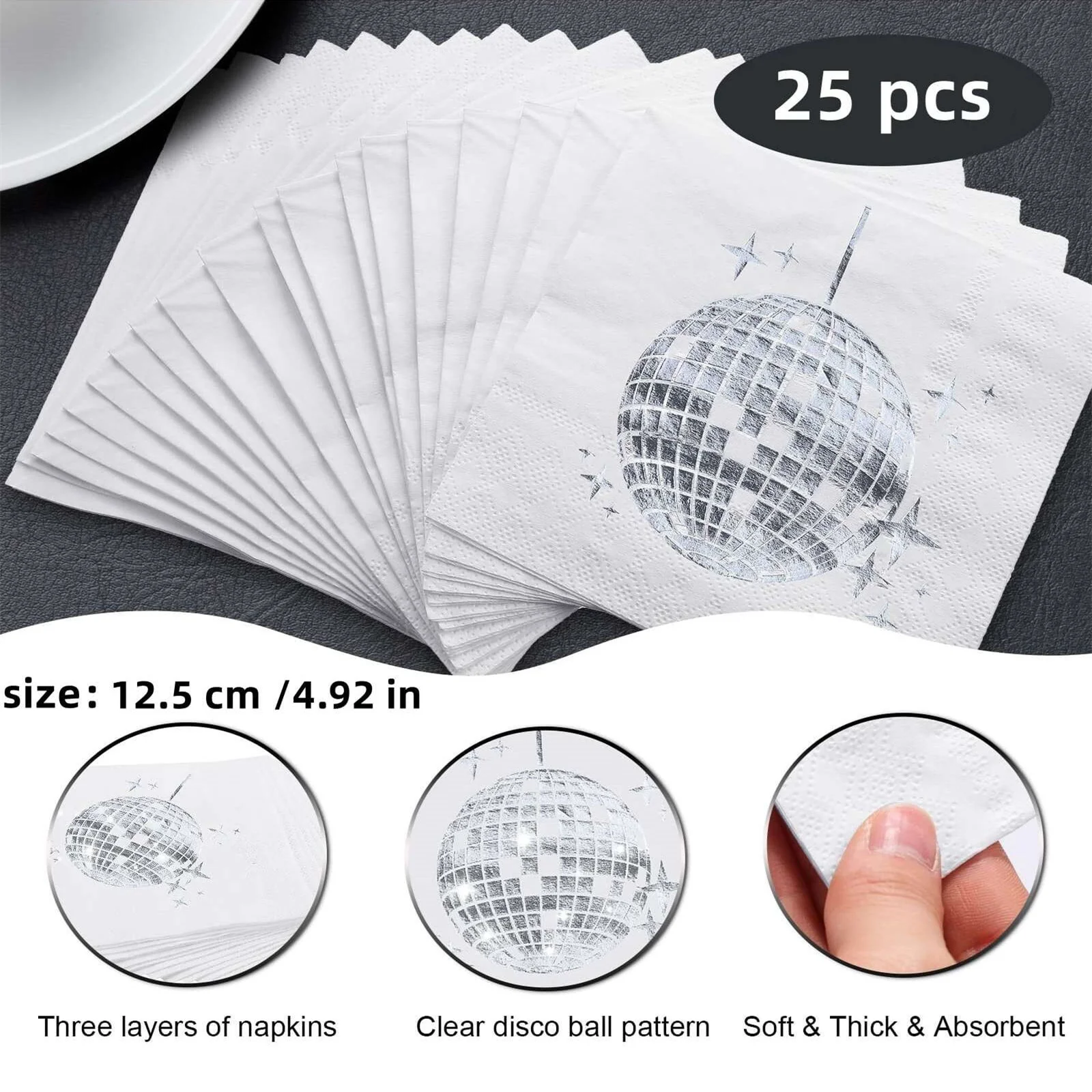 Disco Party Cocktail Napkins Stylish Disposable 70s 80s 90s Party Supplies Cocktail Napkins Party Napkins Paper Napkins