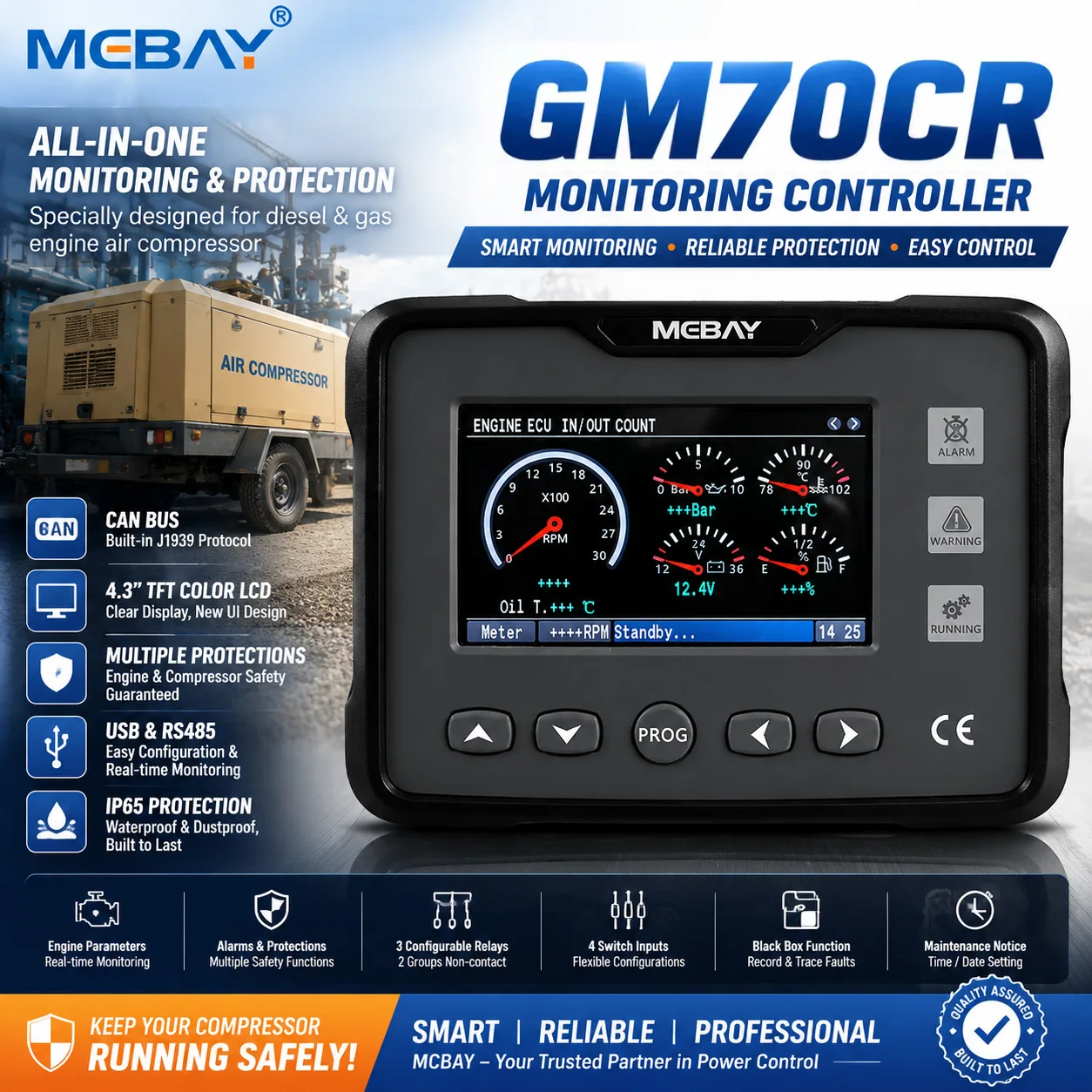 Mebay  Water Pump Meter Water Level Water Pressure Fuel Level Meter GM70CR