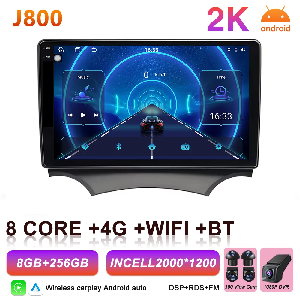 Android 16 Auto autoradio voor Ford Ka 2008 2009 2010 2011 2012 2013 2014 Carplay multimediaspeler stereo GPS head unit DSP BT