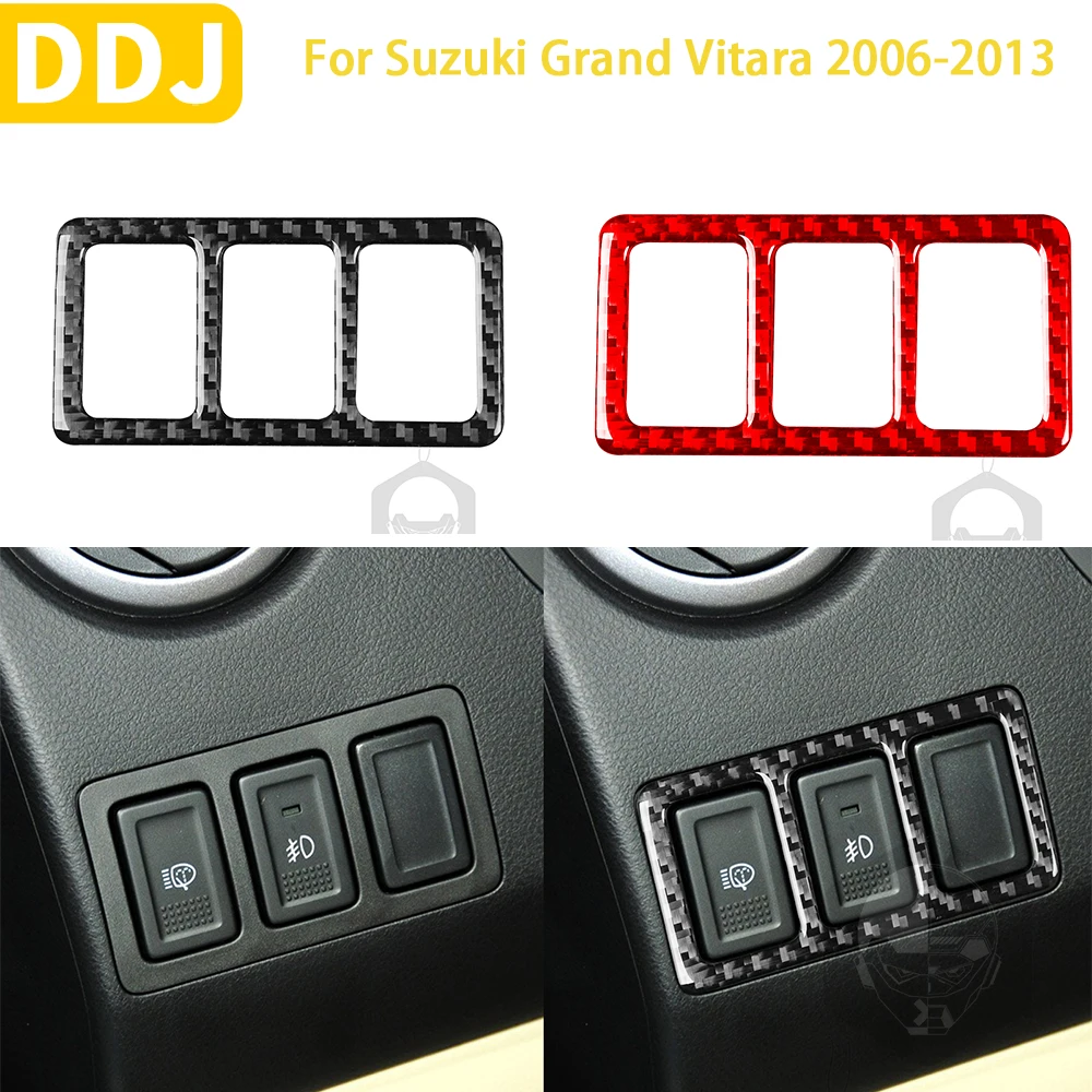 For Suzuki Grand Vitara 2006 2007 2008 2009 2010 2011 2012 2013 Accessories Carbon Fiber Car Interior Light Button Frame Sticker