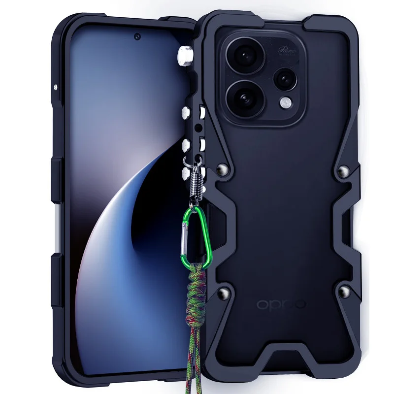 

Zimon Luxury Armor Metal Aluminum Phone Bumper For Oppo Reno 15 14 12 11 10 9 8 Pro+ Cover Mechanical Purely Handmade Skull Case