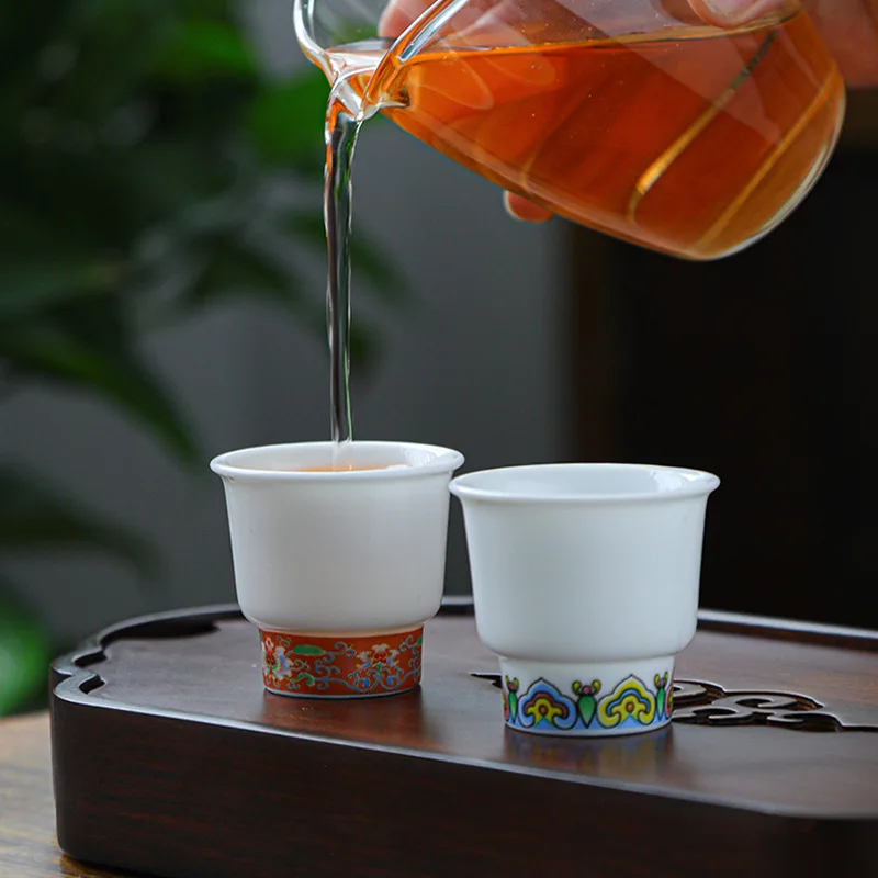 

6PCS Small Size Jade Porcelain Master Cups with Chinese Kung Fu Tea Set, White Porcelain Tea Cups for Household Use