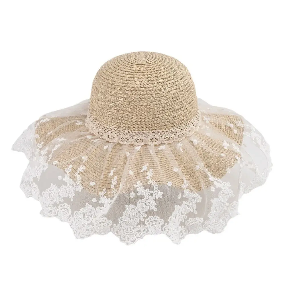 แฟชั่นฟางผีเสื้อหมวกฟางโบว์ริบบิ้นขนาดใหญ่ Brim หมวกบังแดด UV ป้องกันหมวกชายหาดแบบพกพา Travel