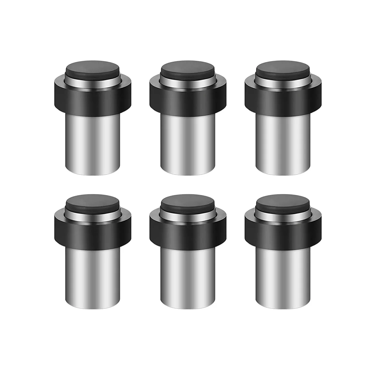 

6Pieces Door Stops Floor Mounted Door Stopper Stainless Steel Cylindrical Floor Door Stop for Bottom or Top of Door