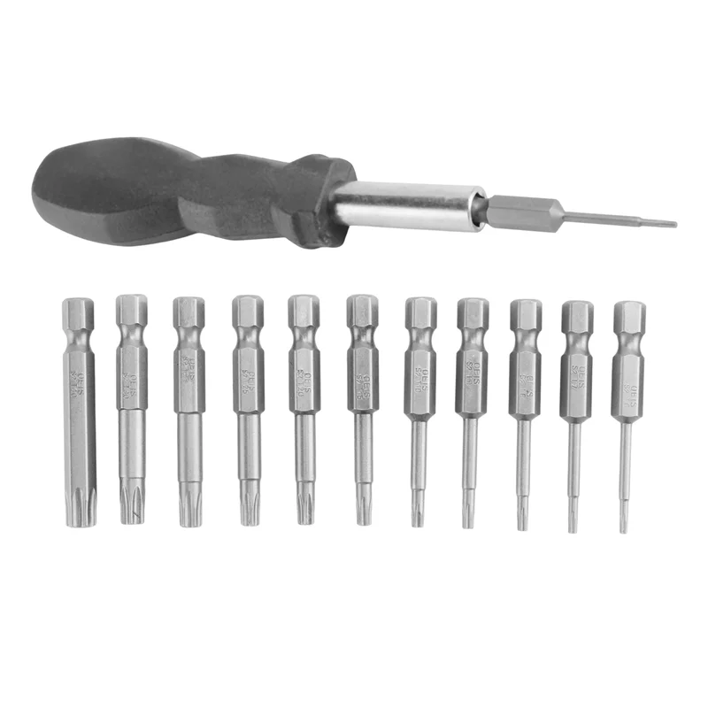 

AB15-12 Pack Torx Head Screwdriver Bit Set 1/4 Inch Hex Shank T5-T40 Star Screwdriver Tool Kit With 1 Pack Handle