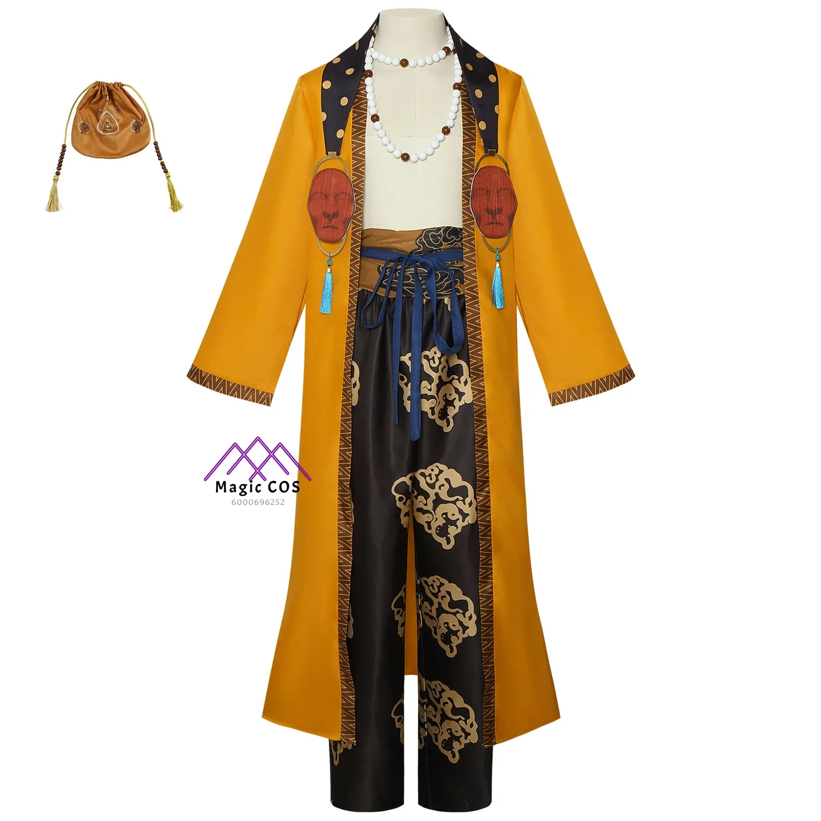 

Yellowbrow Boss Cosplay Costume Game Black Myth: Wukong Yellow Cloak Coat Uniform with Beads for Adult Men Halloween Christmas